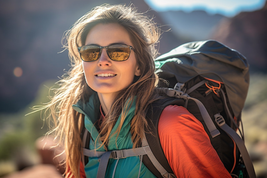 Adventurous woman exploring the Grand Canyon
