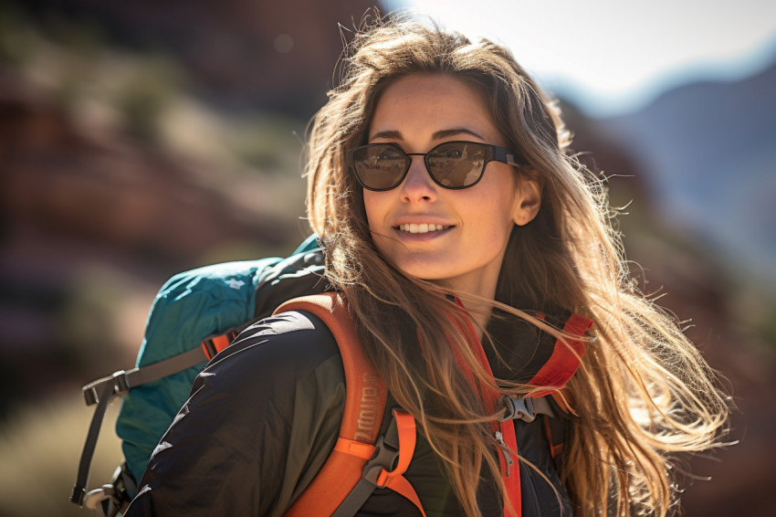 Adventurous woman exploring the Grand Canyon