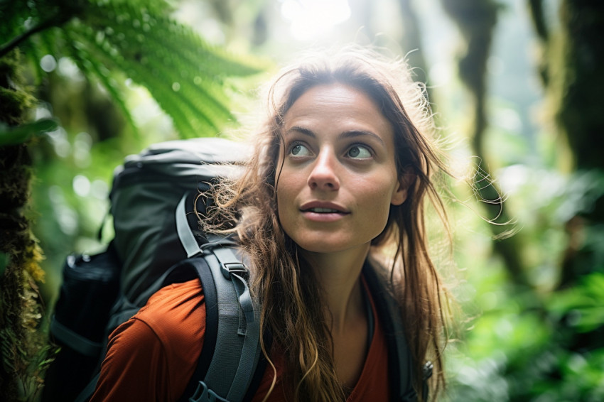 Lady hiking New Zealand forest trails