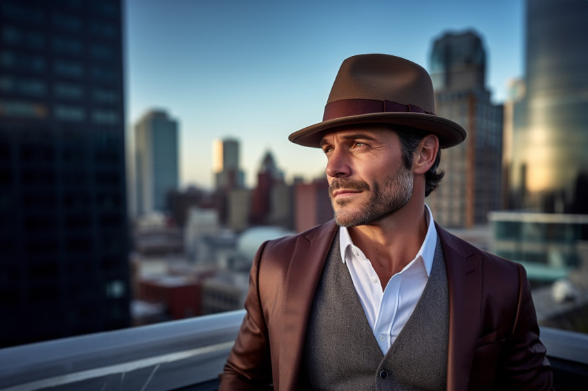 Stylish man at rooftop bar