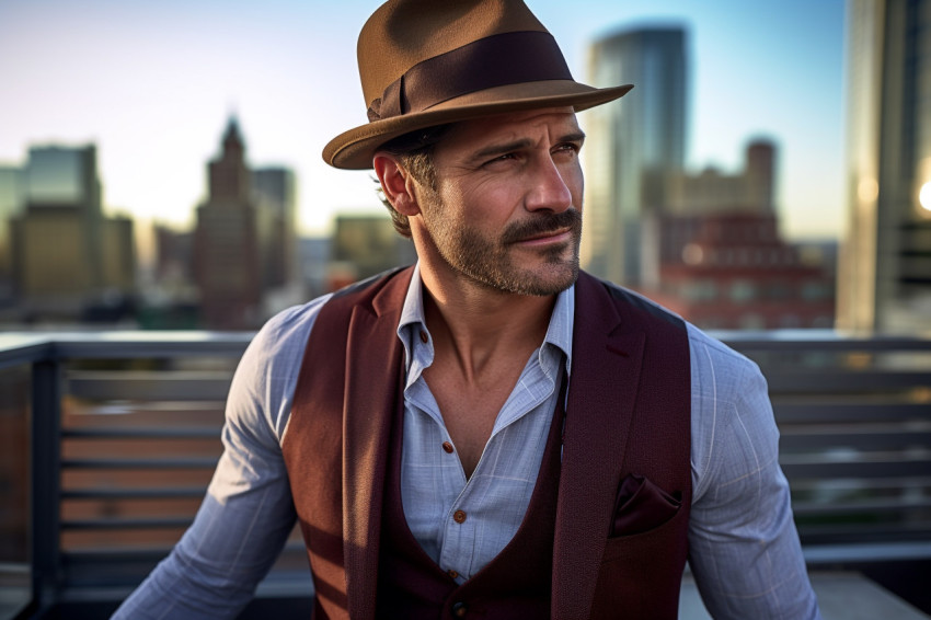 Stylish man at rooftop bar