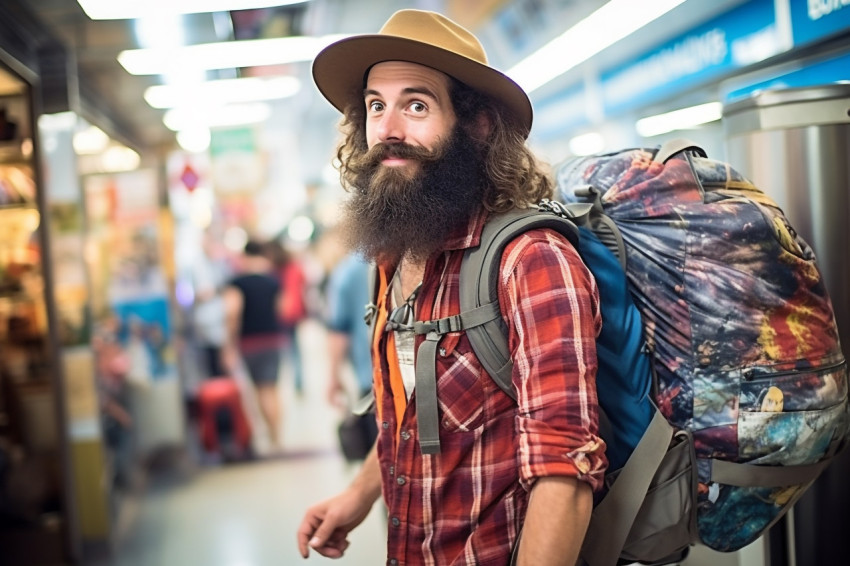 Fashionable traveler discovering a vibrant market