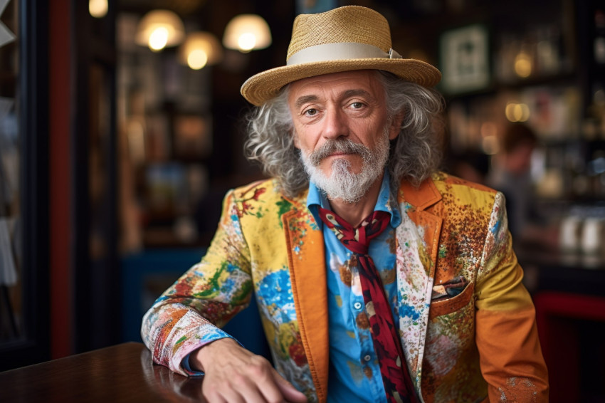 Stylish man in European cafe