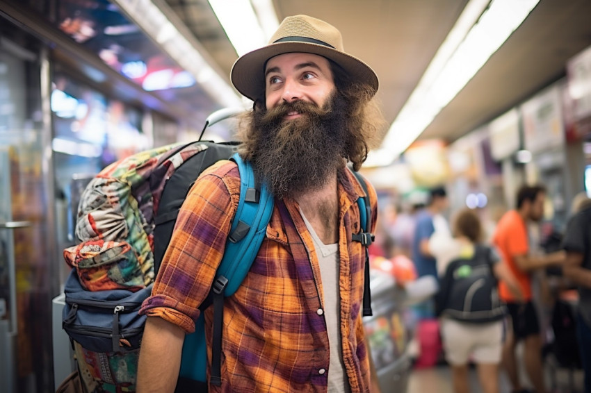 Fashionable traveler discovering a vibrant market