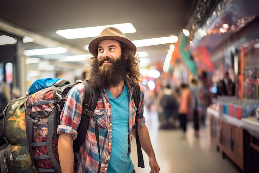 Fashionable traveler discovering a vibrant market