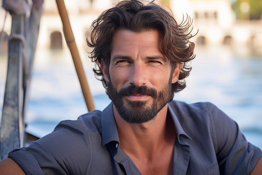 Gondola ride in Venice with handsome man