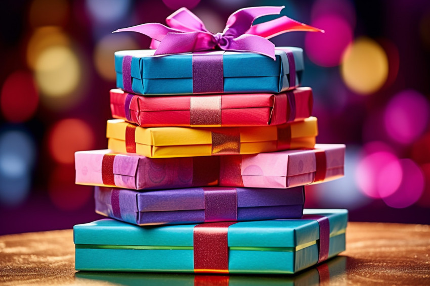 Colorful gift boxes stacked