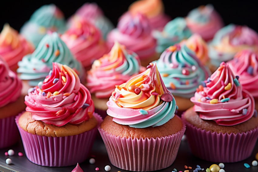 Colorful cupcake tower