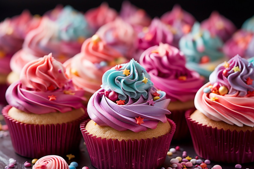 Colorful cupcake tower