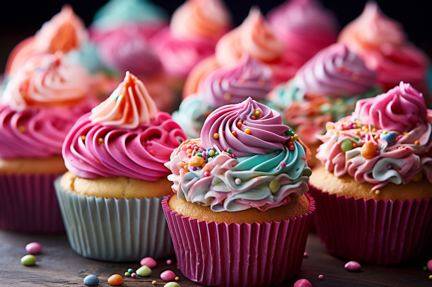 Colorful cupcake tower