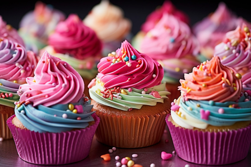 Colorful cupcake tower