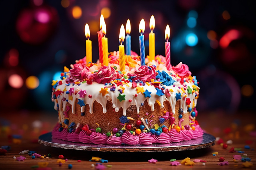 Festive cake with candles