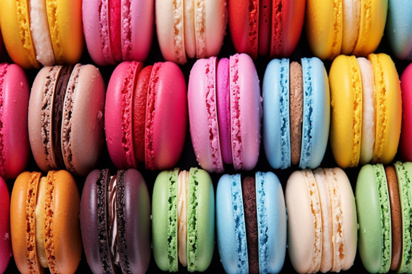 Macaron display with various flavors