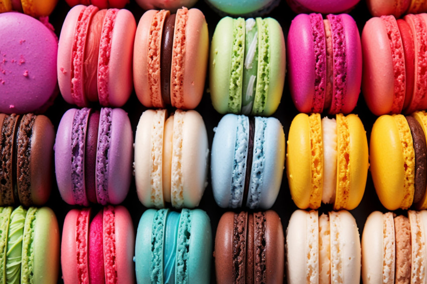 Macaron display with various flavors