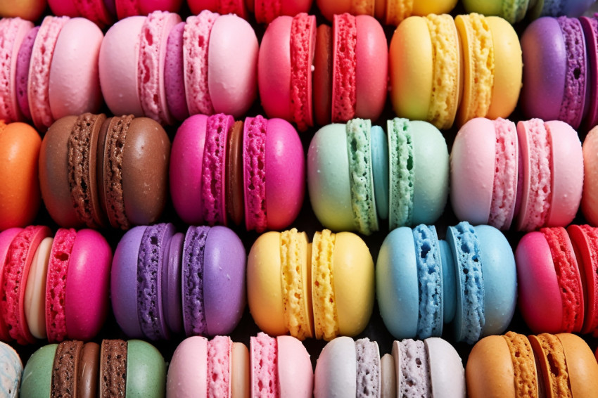 Macaron display with various flavors