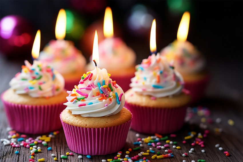 Sprinkle cupcakes with candles for a party treat