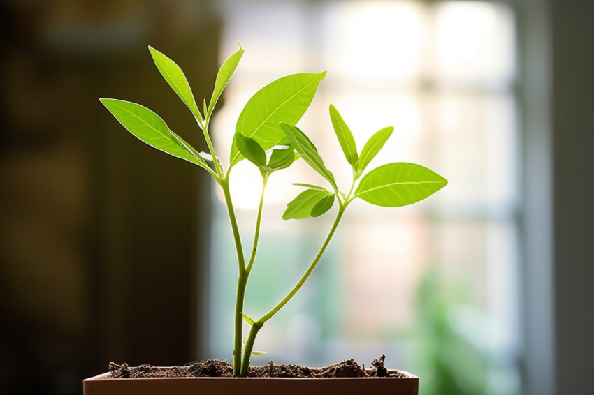 Green upward in plant filled room