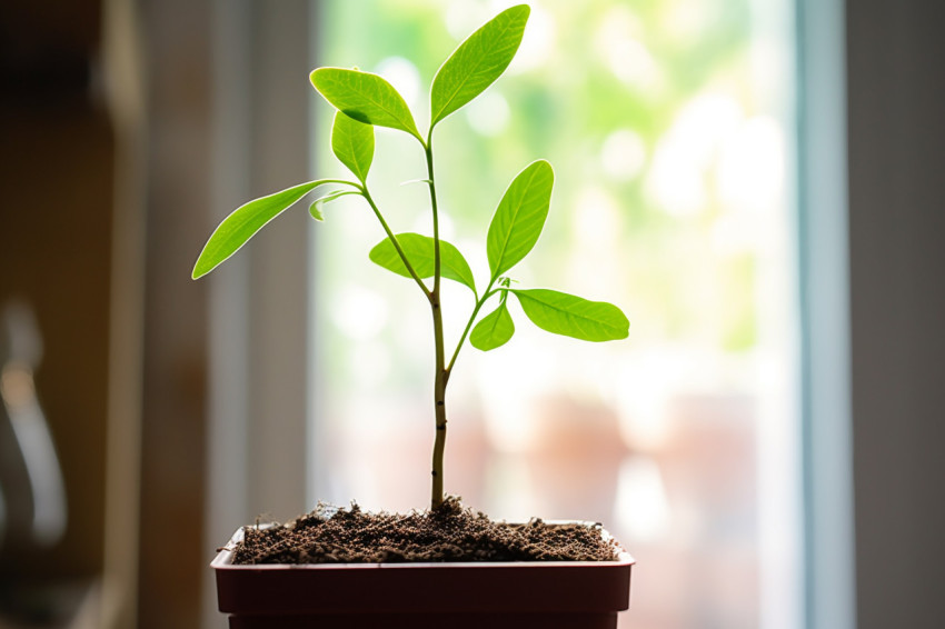 Green upward in plant filled room