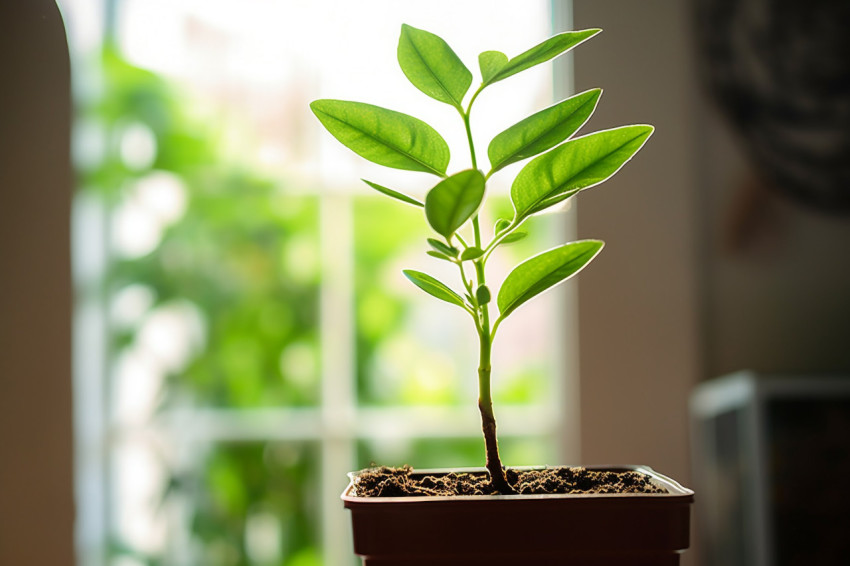 Green upward in plant filled room