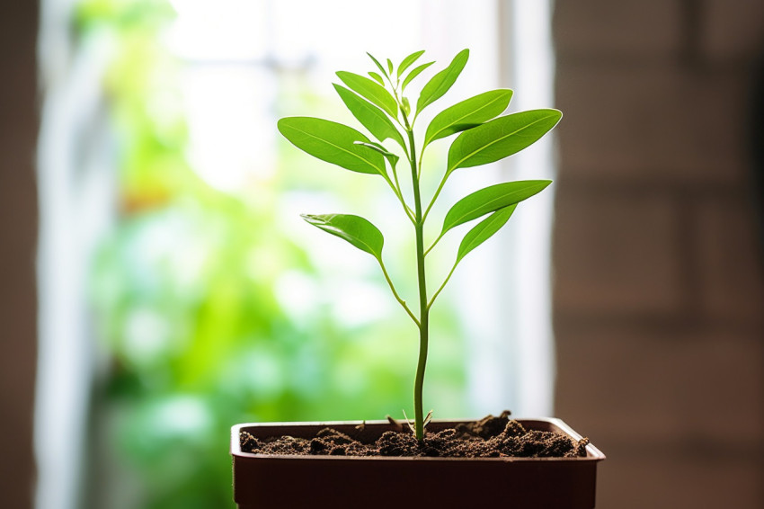 Green upward in plant filled room