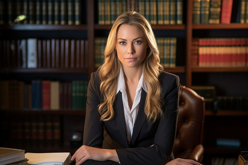 Focused female lawyer working diligently in her office