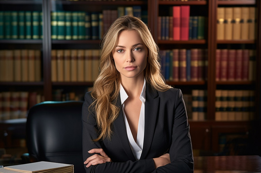 Focused female lawyer working diligently in her office