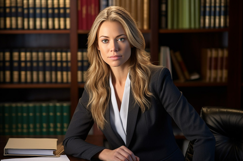 Focused female lawyer working diligently in her office