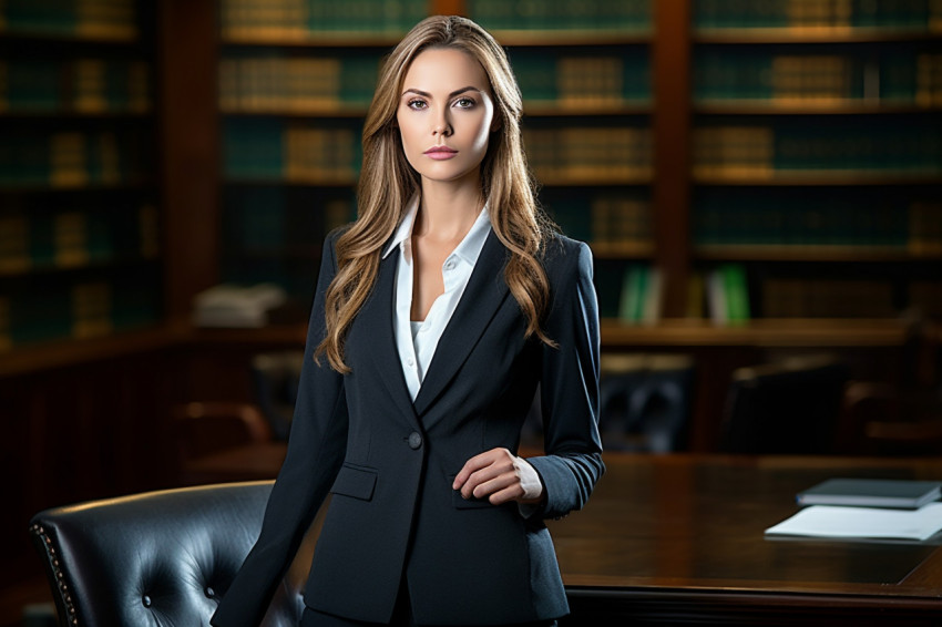 Confident lawyer commands the courtroom with composure