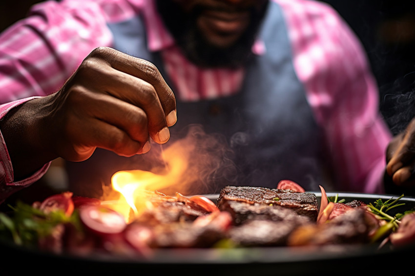 Savvy chef expertly flavors a hot steak