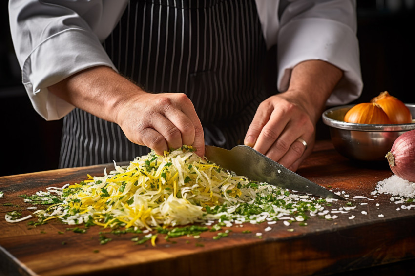 Cook adds fresh lemon zest to enhance a dish flavor