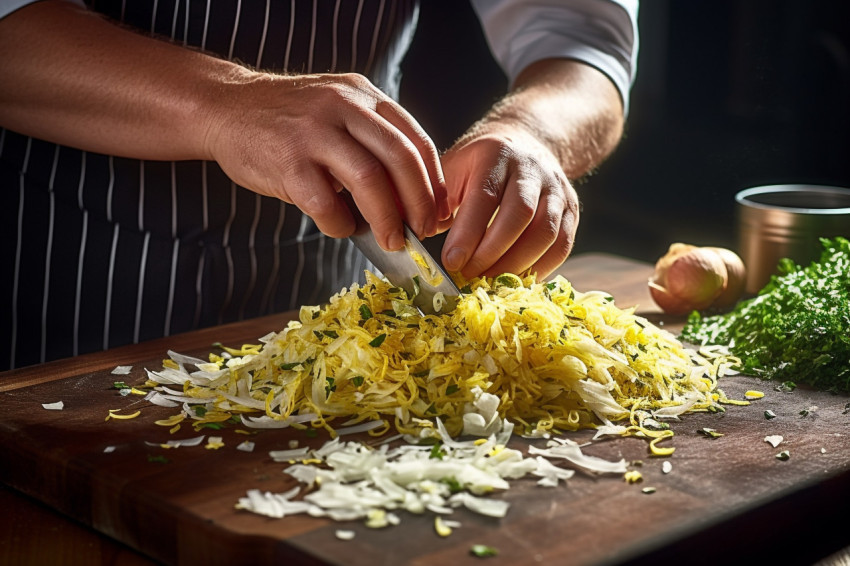 Cook adds fresh lemon zest to enhance a dish flavor