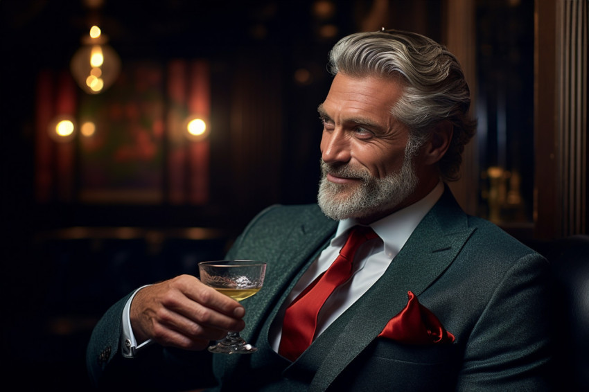 Stylish man savoring a refreshing drink