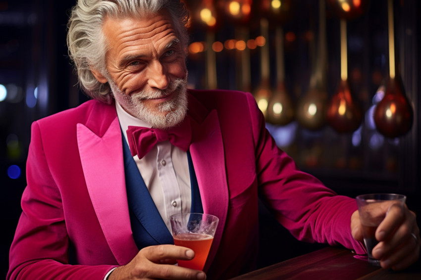 Stylish man savoring a refreshing drink