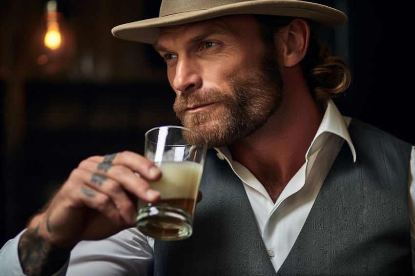 Stylish man enjoys a refreshing Moscow Mule