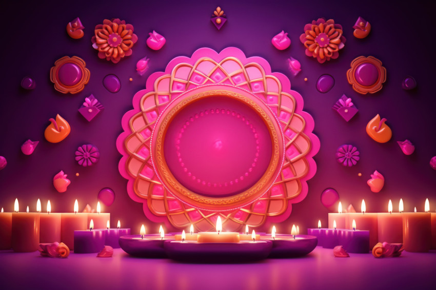 Diwali diya designs using radiant Indian diyas against a vibrant pink backdrop Diwali diya designs using radiant Indian diyas against a vibrant pink backdrop