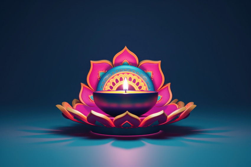 3D animation of a glowing devi diya