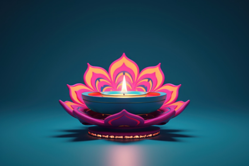 3D animation of a glowing devi diya