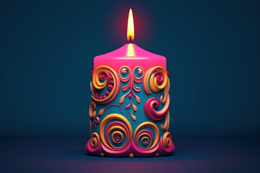 Yellow and brown candle on a blue background