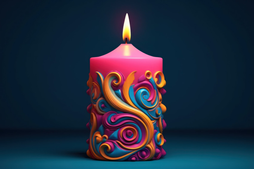 Yellow and brown candle on a blue background