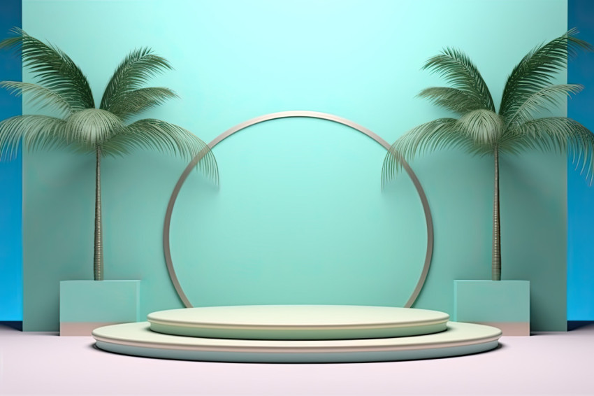 A 3d object mockup green palm room