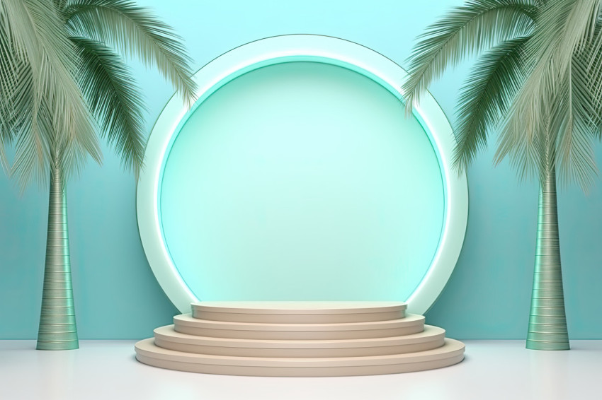 A 3d object mockup green palm room