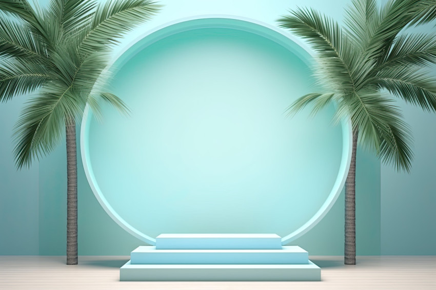 A 3d object mockup green palm room