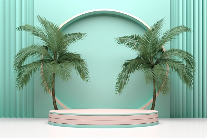 A 3d object mockup green palm room