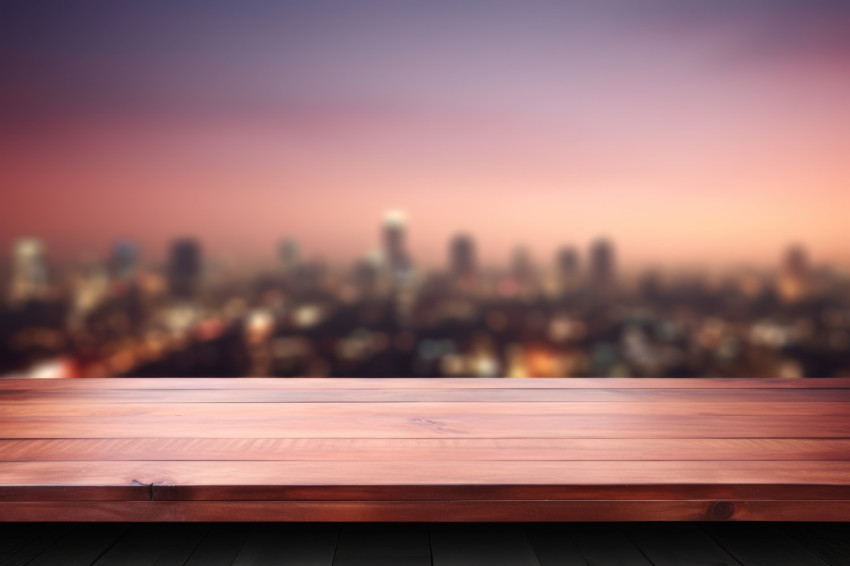 A wooden table isolated on blurred background with dark frame