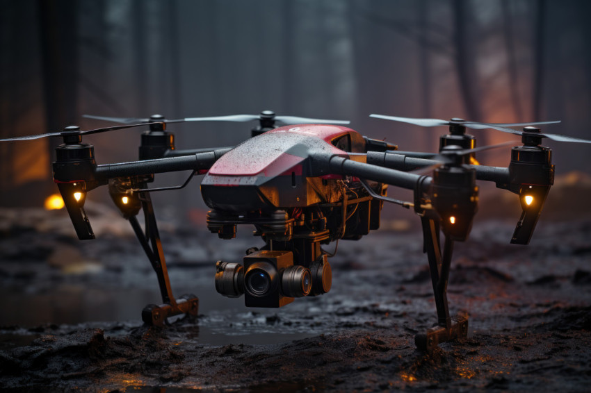 High tech guardians drones combating urban blazes, futurism imag