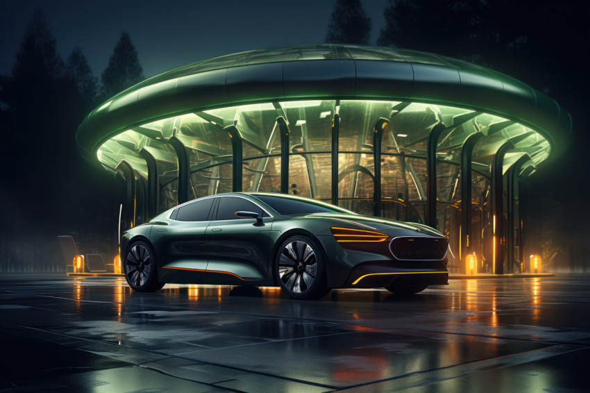 Renewable energy powered futuristic ev charging stations, futuri