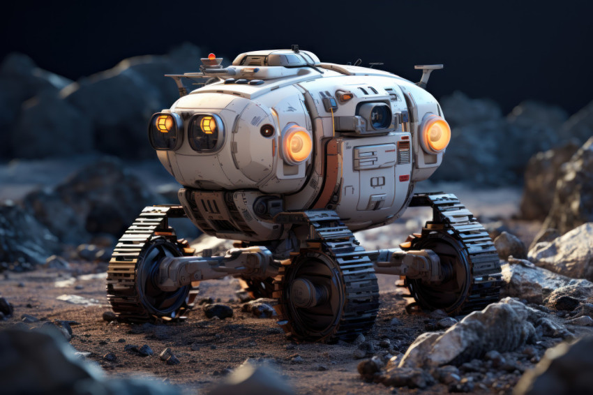 Exploring the cosmos robots on the lunar frontier, futurism imag