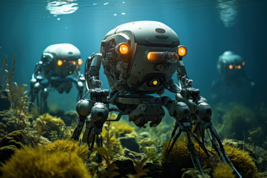 Robotic exploration of underwater realms, futurism image