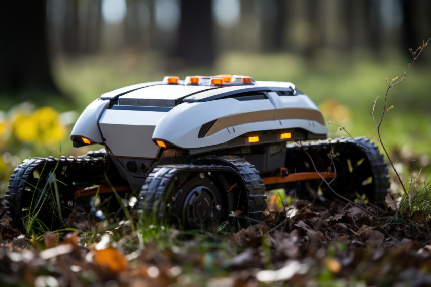 Park perfection robots balancing nature and technology, futurism