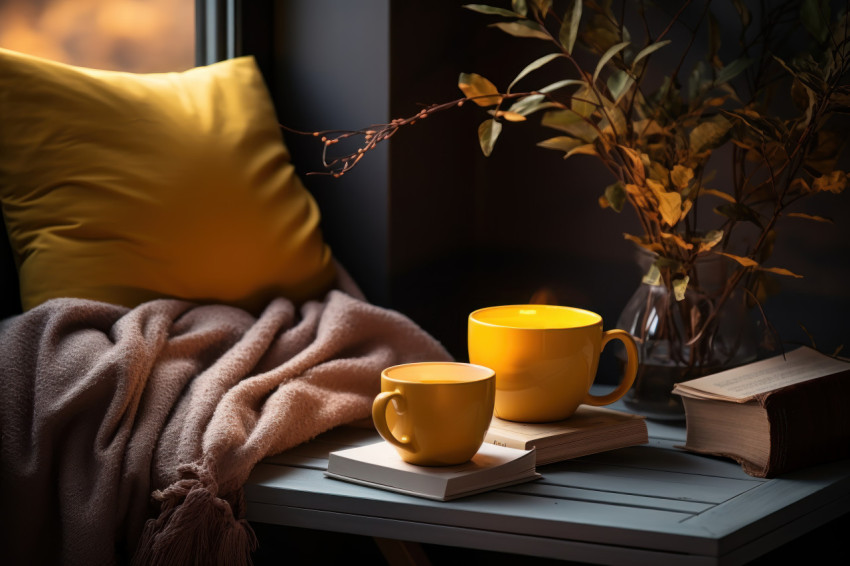 Productive and comfortable work nook with soft lighting and a cozy chair